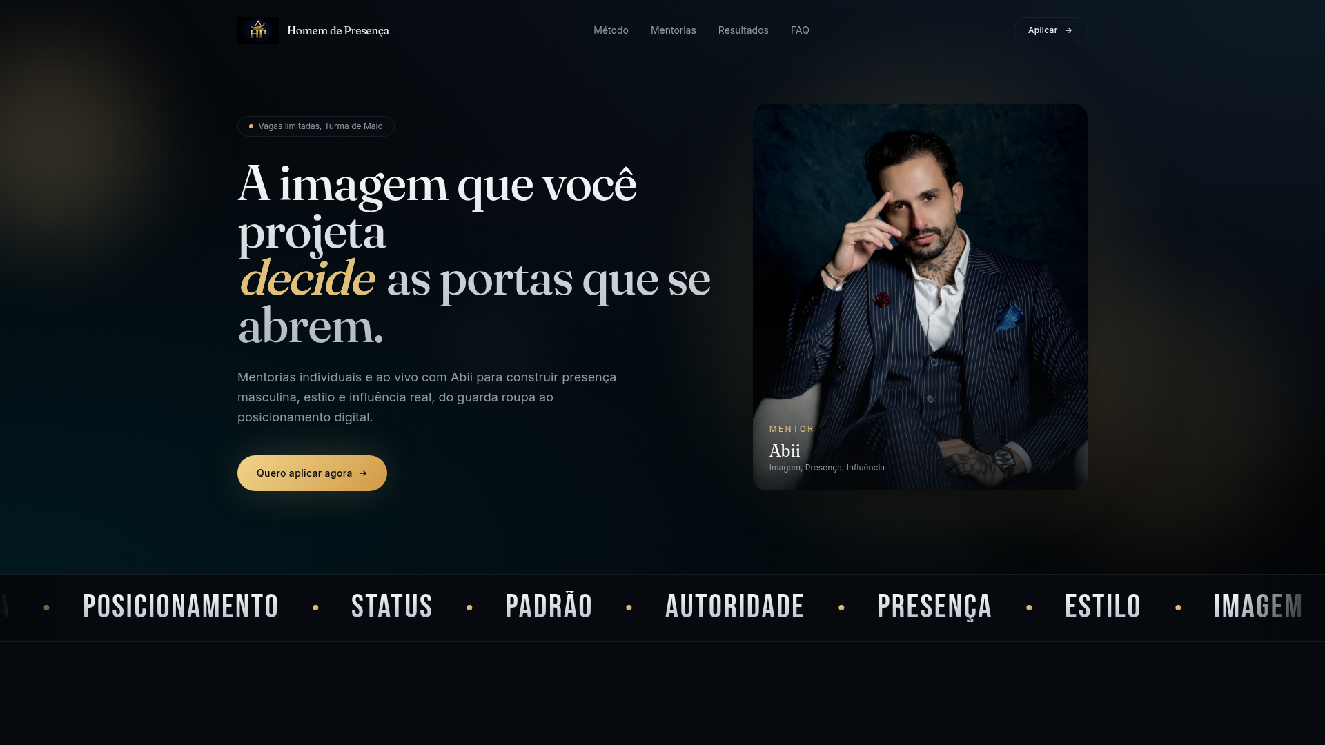 Preview do site Homem de Presença